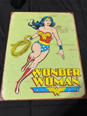 DC Comics Wonder Woman Vintage-Style Wall Art - Red, Blue, Yellow, White